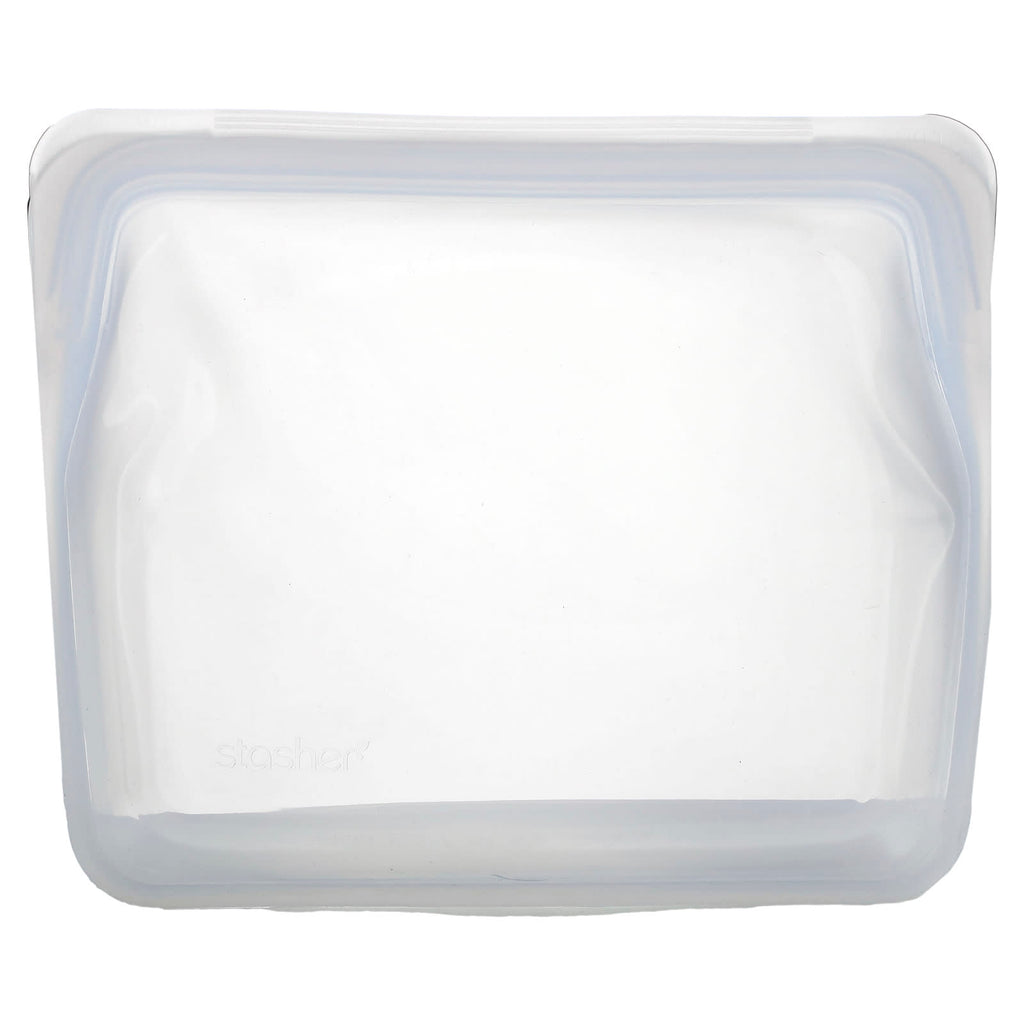 Stasher, Reusable Silicone Food Bag, Stand Up Mid, Clear, 56 fl oz (1,650 ml)