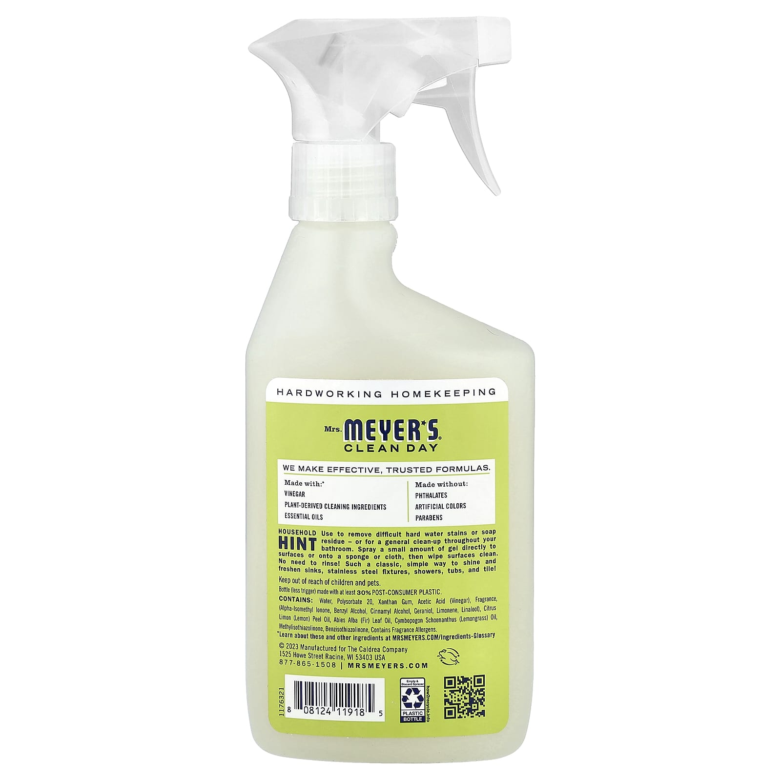 Mrs. Meyers Clean Day, Vinegar Gel Cleaning Spray, Lemon Verbena, 16 fl oz (473 ml)