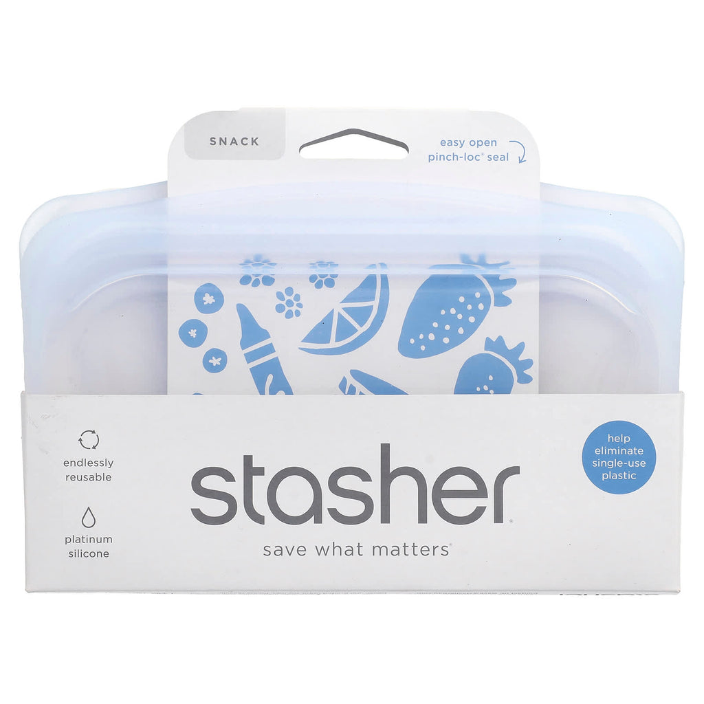 Stasher, Reusable Silicone Food Bag, Snack Size, Clear, 12 fl oz (355 ml)