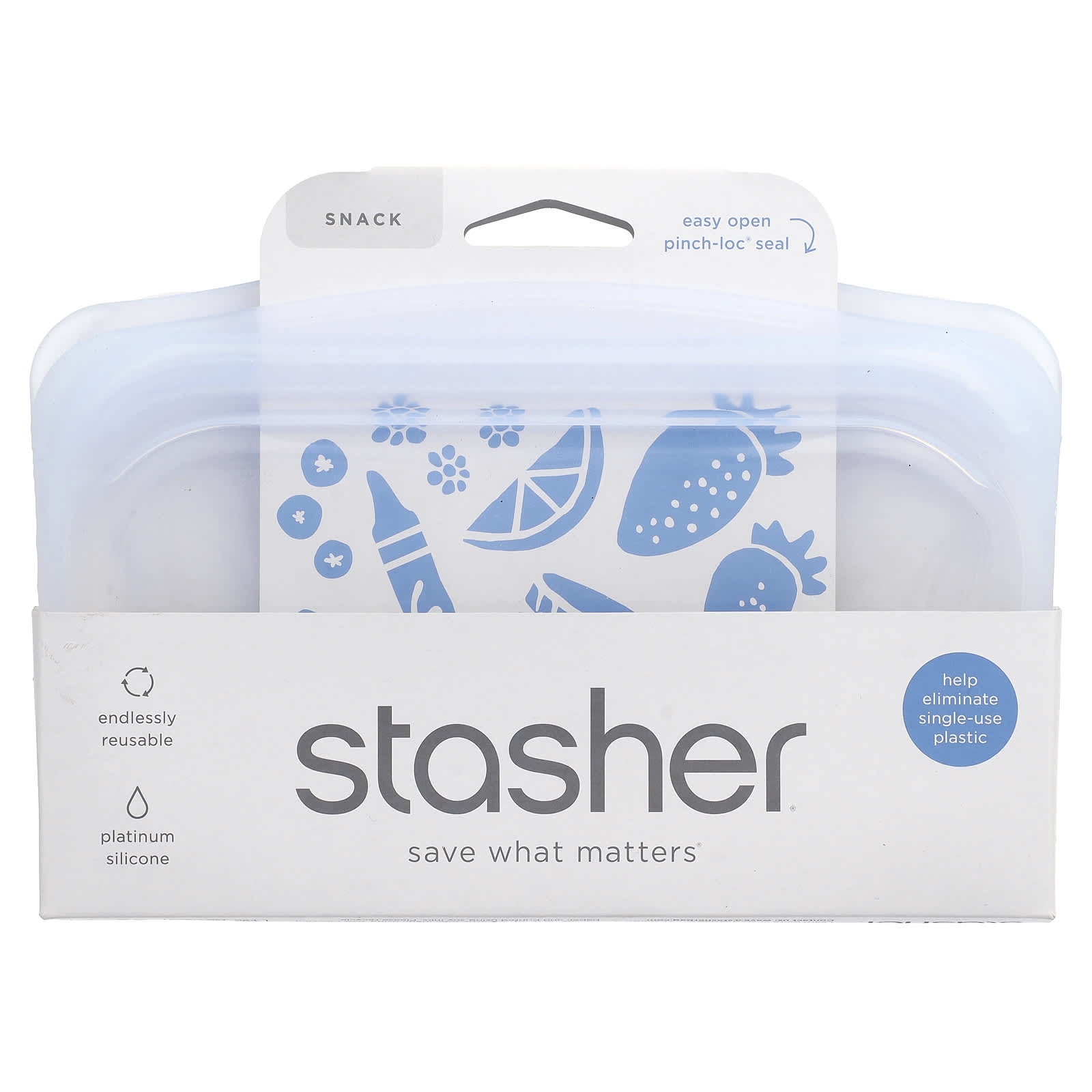 Stasher, Reusable Silicone Food Bag, Snack Size, Clear, 12 fl oz (355 ml)
