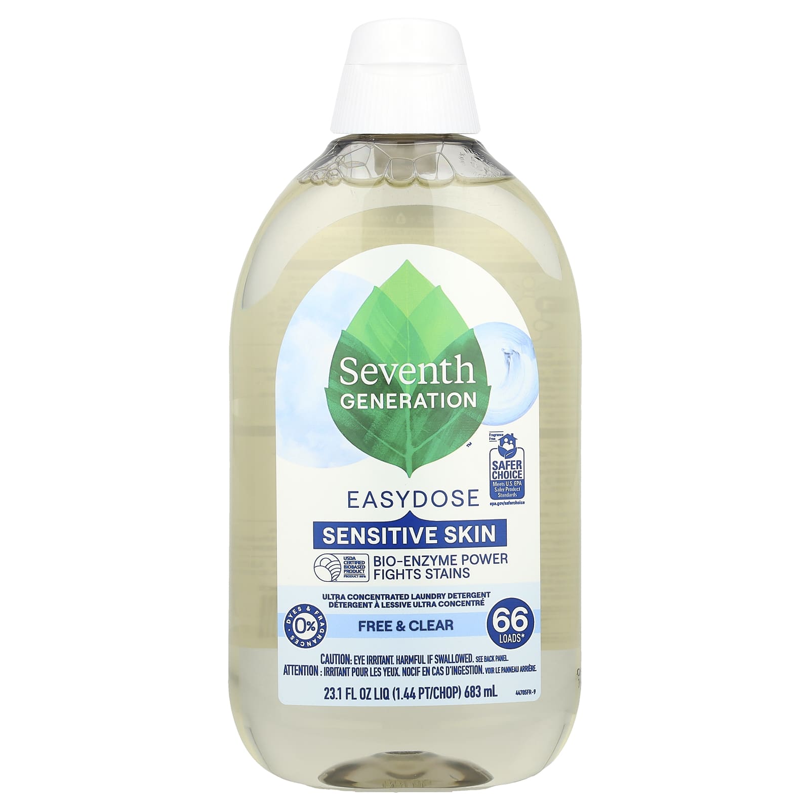 Seventh Generation, Easydose, Ultra Concentrated Laundry Detergent, Free & Clear, 66 Loads, 23.1 fl oz (683 ml)