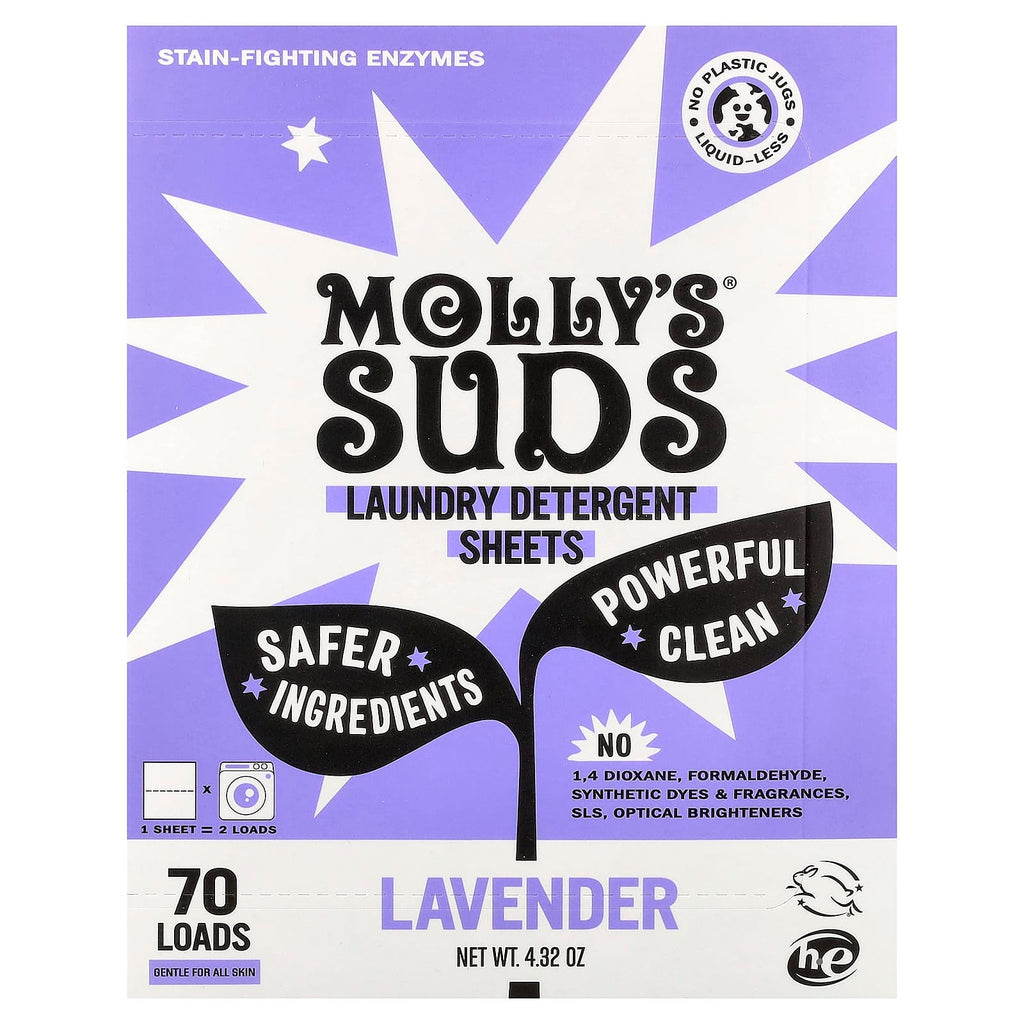 Molly's Suds, Laundry Detergent Sheets, Lavender, 35 Sheets