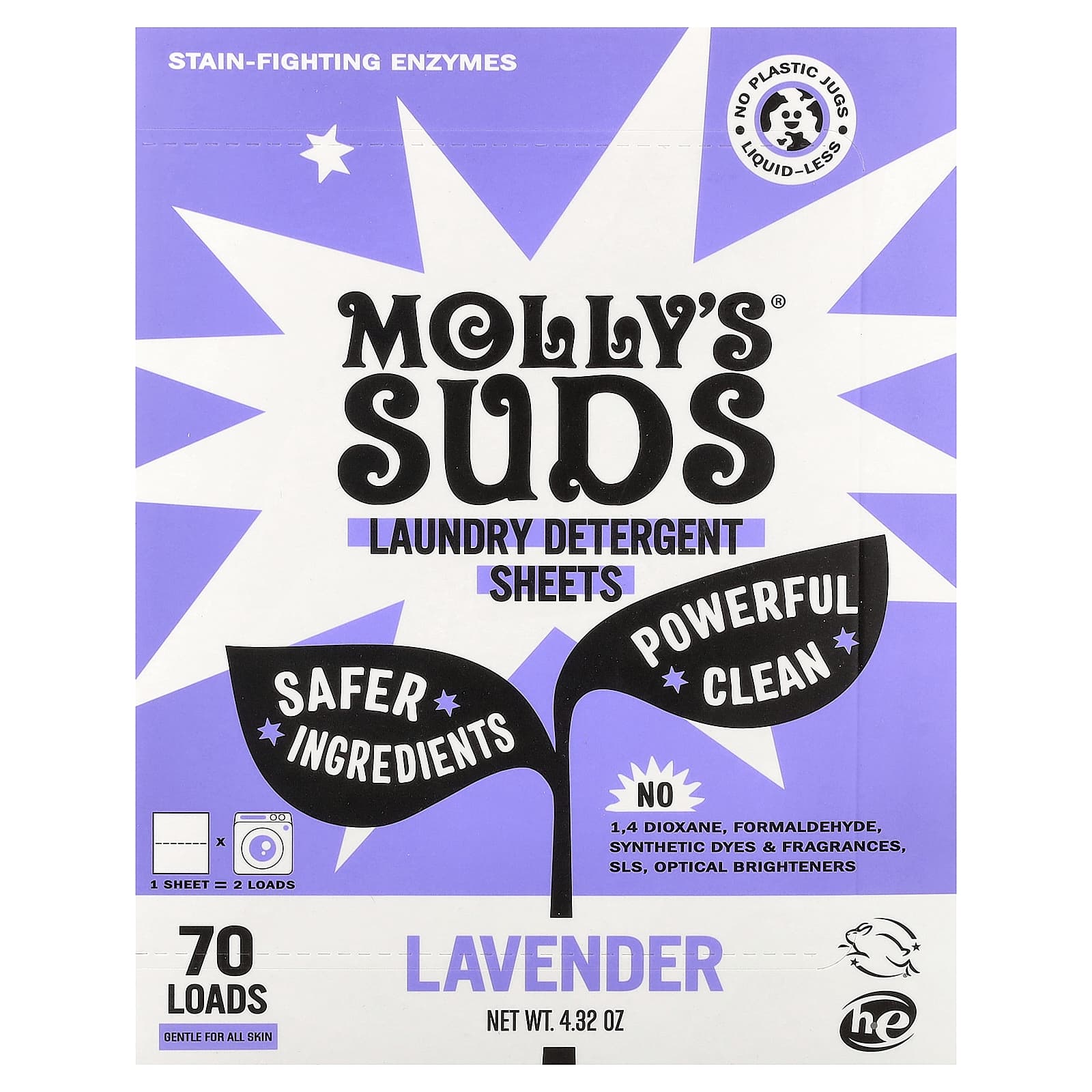 Molly's Suds, Laundry Detergent Sheets, Lavender, 35 Sheets