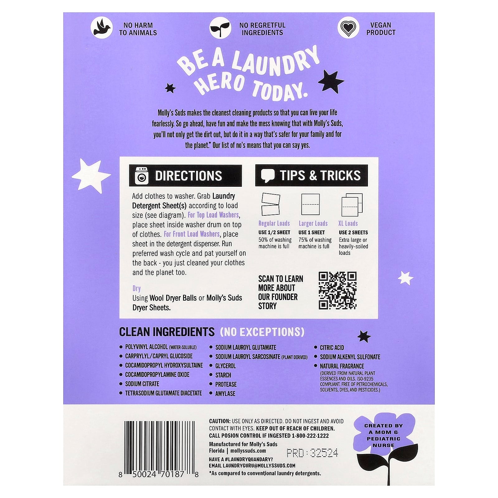 Molly's Suds, Laundry Detergent Sheets, Lavender, 35 Sheets
