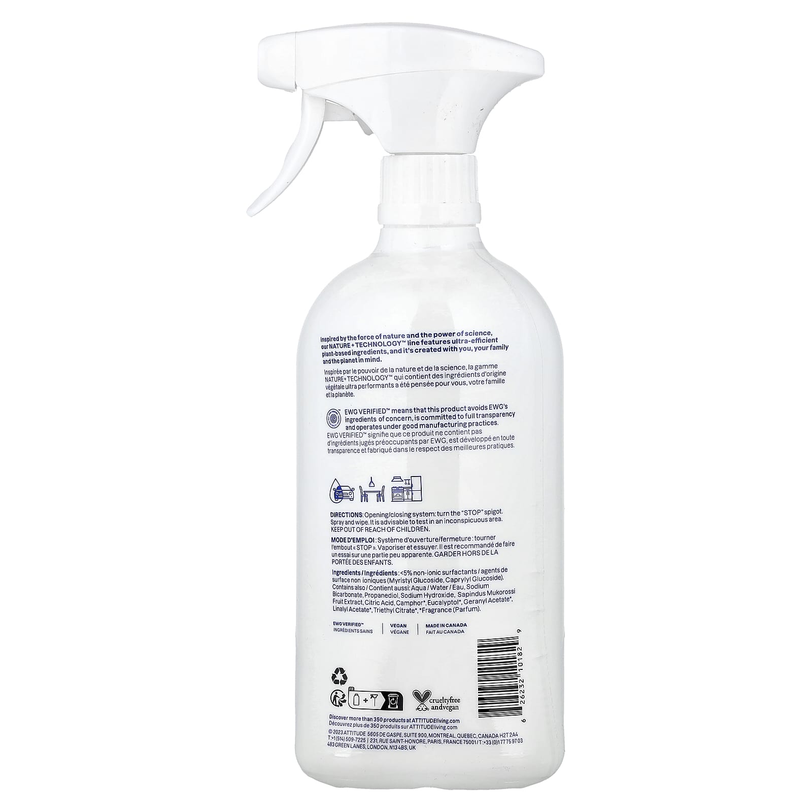 ATTITUDE, Nature + Technology™, All-Purpose Cleaner, Lavender, 27.1 fl oz (800 ml)