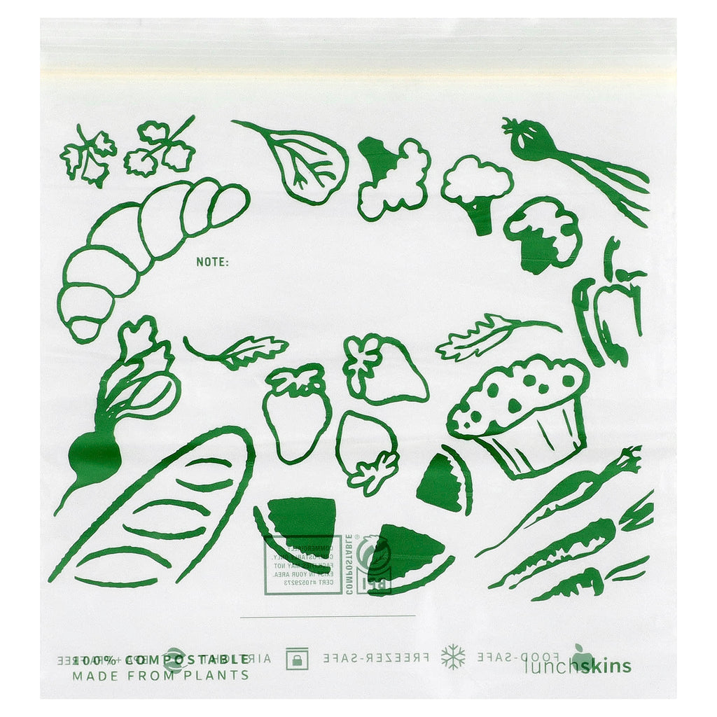 Lunchskins, Compostable Sandwich Zipper Bags, 50 Bags