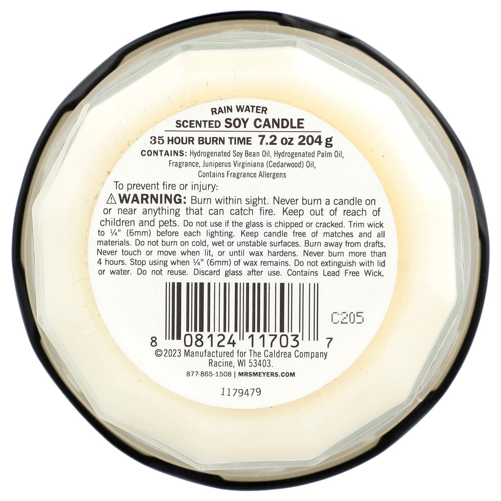 Mrs. Meyers Clean Day, Scented Soy Candle, Rain Water, 7.2 oz (204 g)