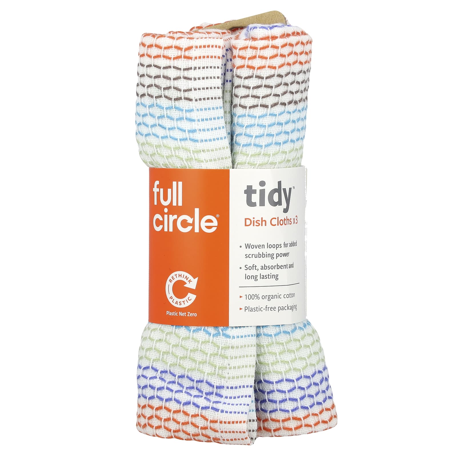 Full Circle, Tidy™ Dish Cloths, Multicolored, 3 Cloths