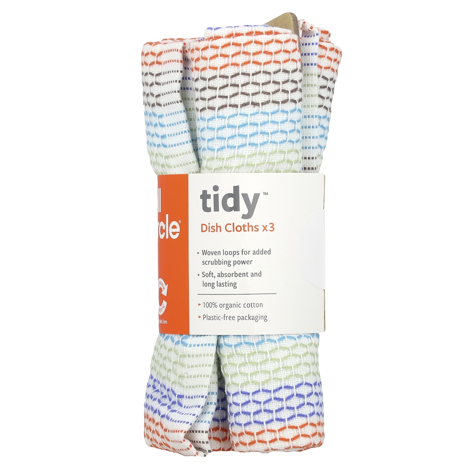 Full Circle, Tidy™ Dish Cloths, Multicolored, 3 Cloths