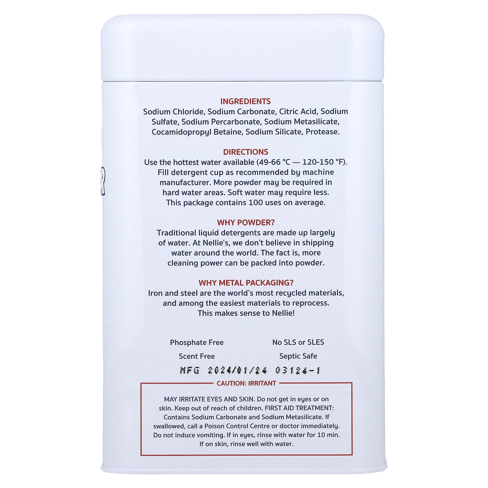 Nellie's, Dishwasher Powder, 3.5 lb (1.6 kg)