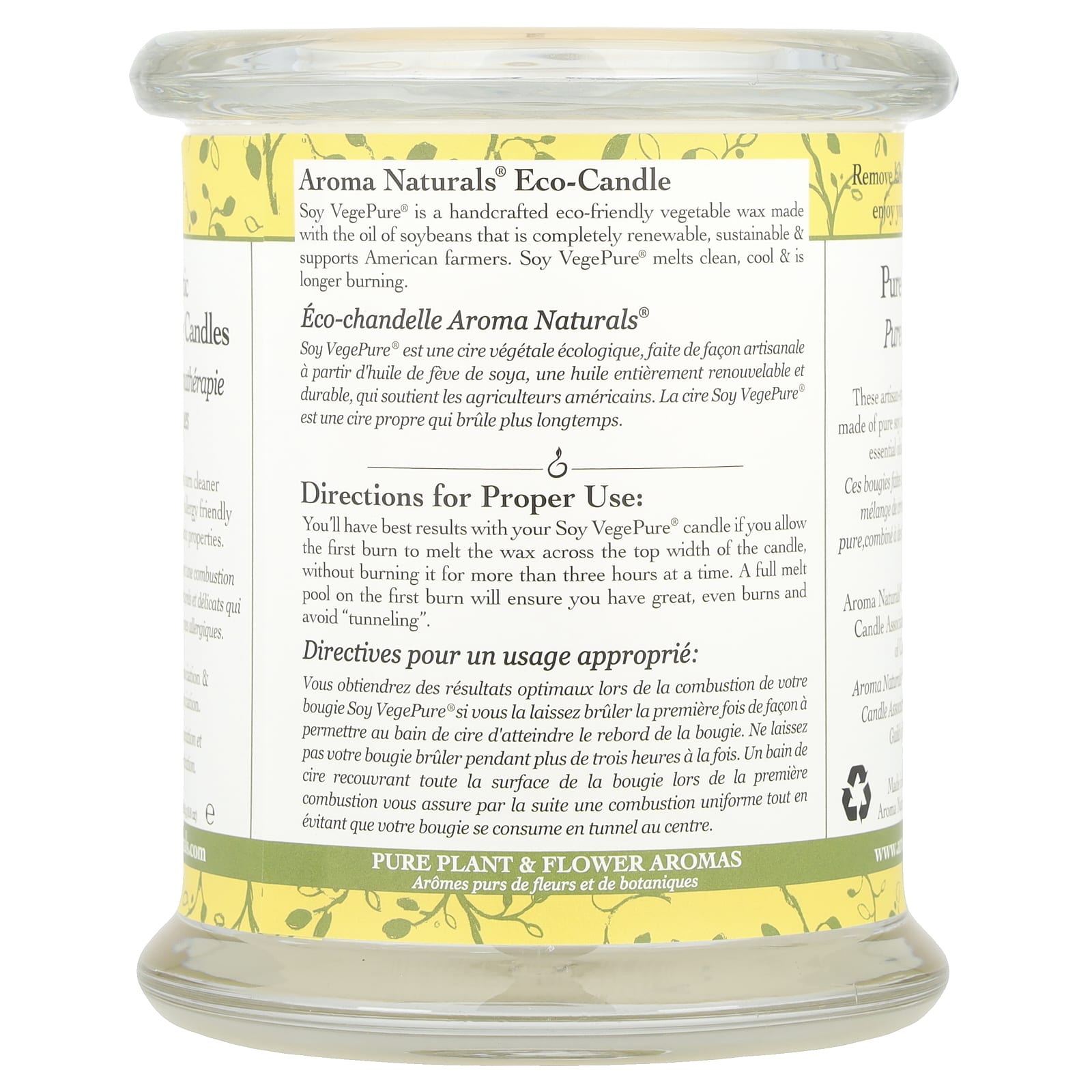 Aroma Naturals, Soy VegePure®, 100% Natural Soy Essential Oil Candle, Ambiance, Orange & Lemongrass, 8.8 oz (260 g)