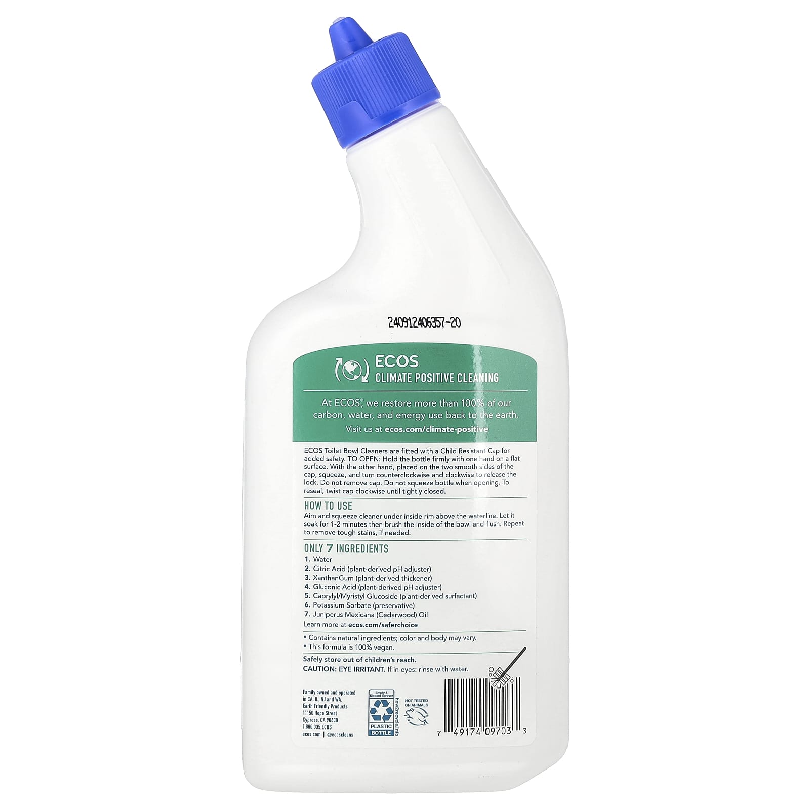 Earth Friendly Products, Ecos®, Toilet Bowl Cleaner, Cedar, 24 fl oz (710 ml)