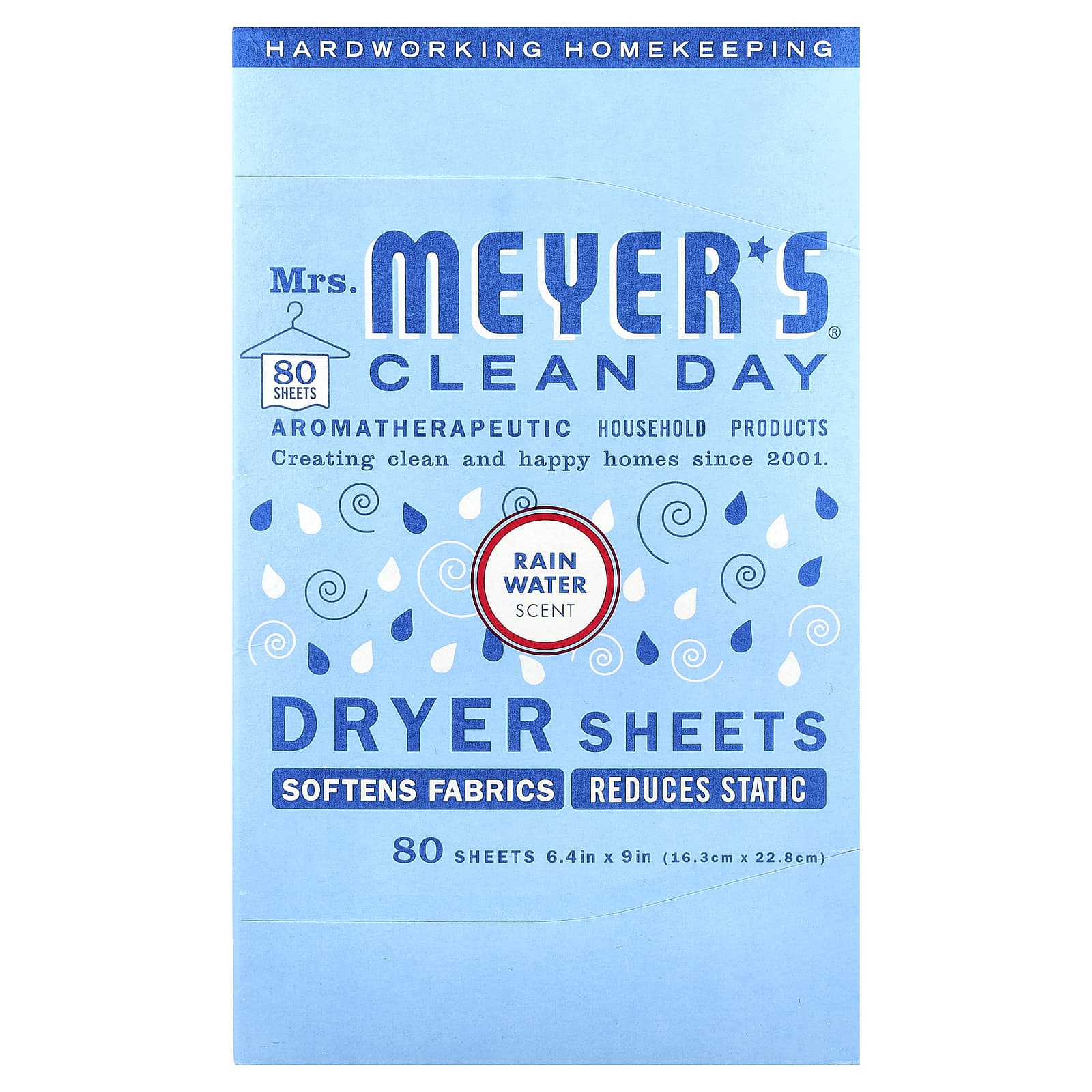 Mrs. Meyers Clean Day, Dryer Sheets, Rain Water , 80 Sheets