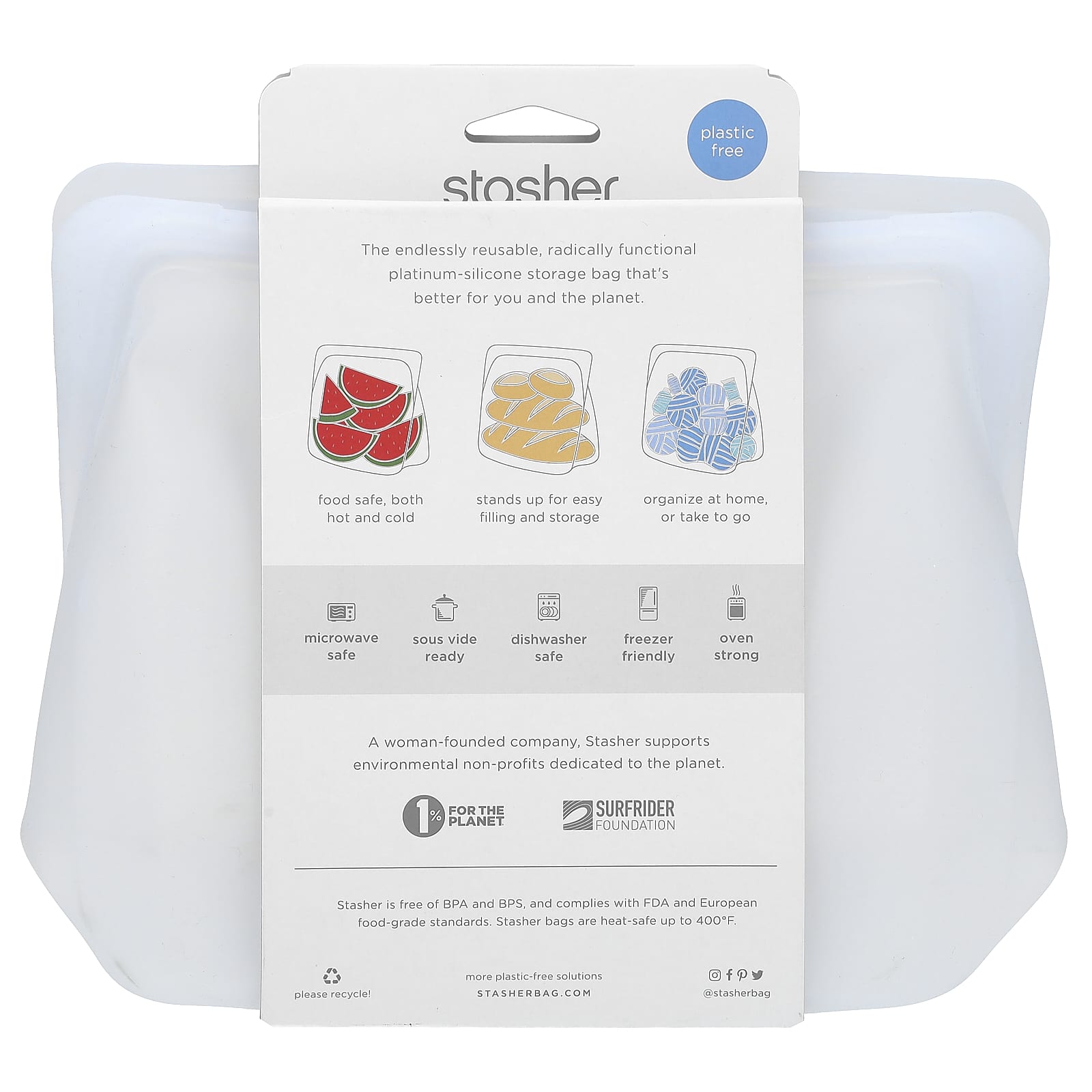 Stasher, Stand-Up Mega, Silicon Storage Bag, Clear, 104 fl oz (3.07 L)