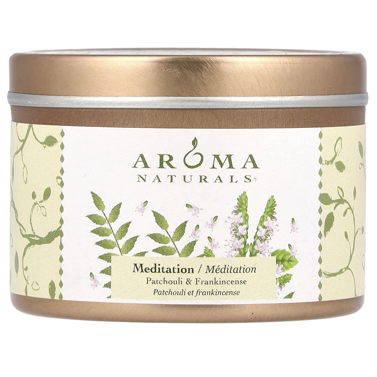 Aroma Naturals, Soy VegePure®, Small Soy To Go Tin Candle, Patchouli & Frankincense, 2.8 oz (79.38 g)