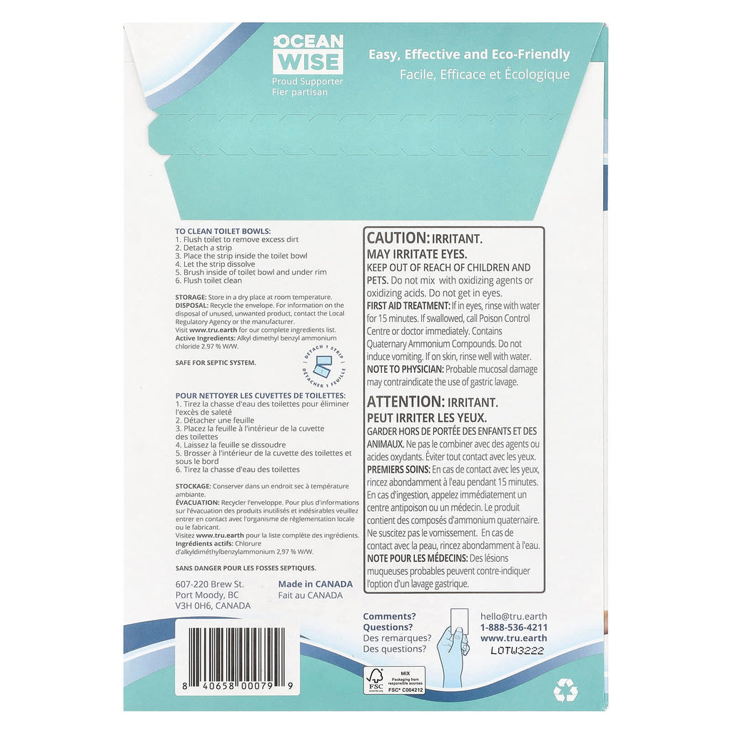 Tru Earth, Eco-Strips®, Toilet Bowl Cleaner, Ultra Concentrated, 12 Strips