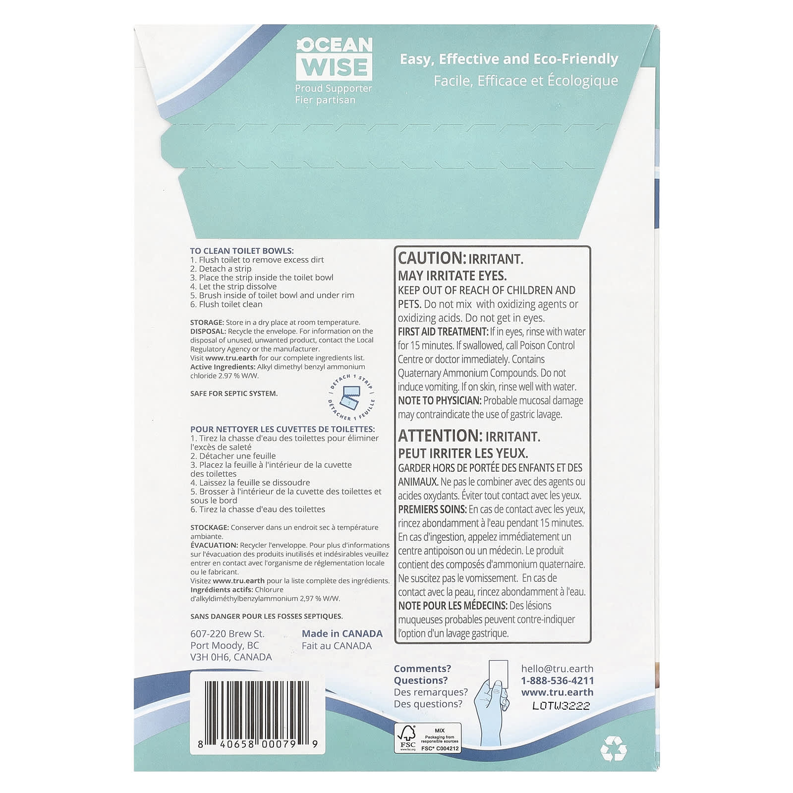 Tru Earth, Eco-Strips®, Toilet Bowl Cleaner, Ultra Concentrated, 12 Strips