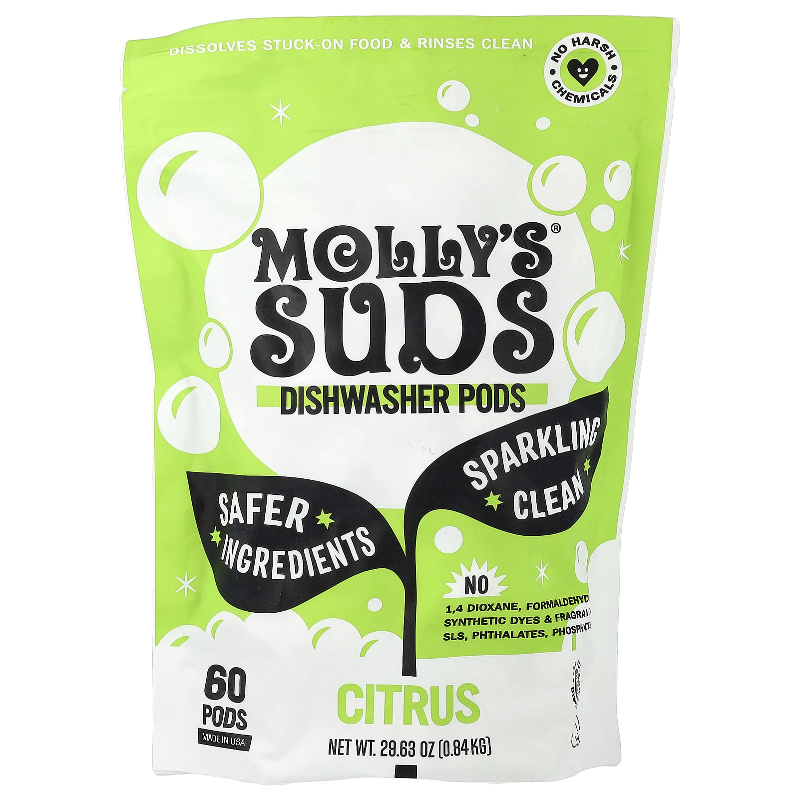 Molly's Suds, Dishwasher Pods, Citrus, 60 Pods, 29.63 oz (0.84 kg)