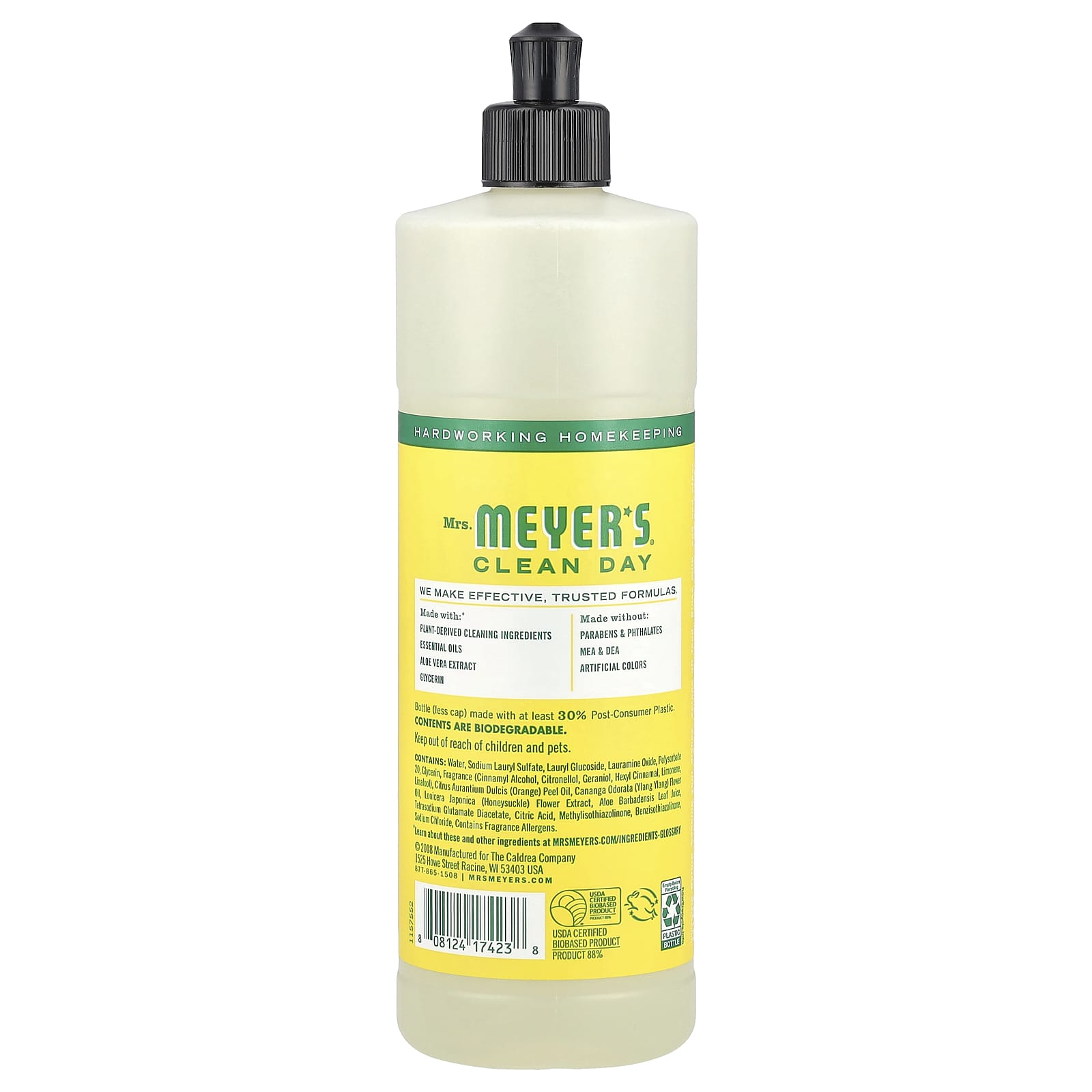 Mrs. Meyers Clean Day, Dish Soap, Honeysuckle , 16 fl oz (473 ml)