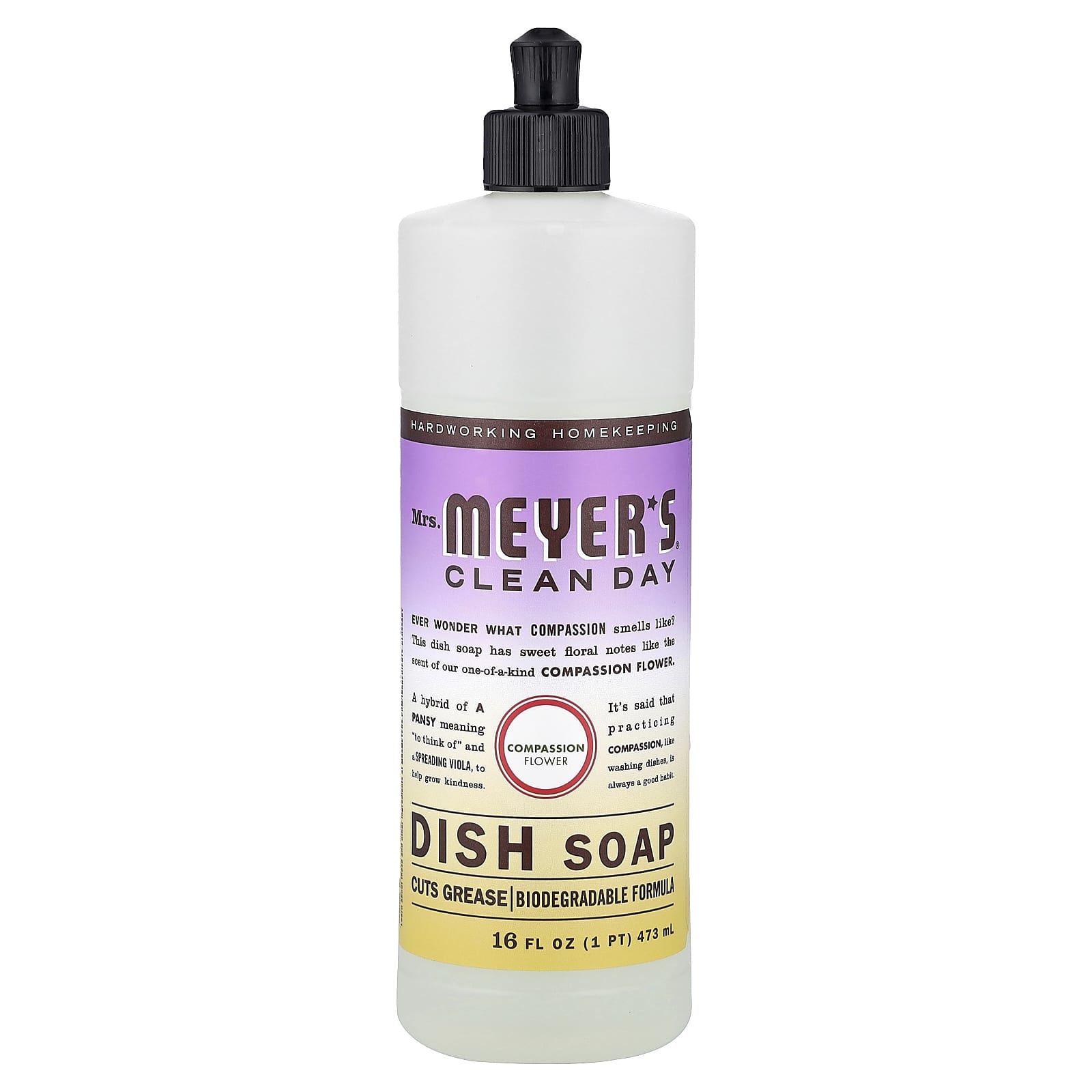 Mrs. Meyers Clean Day, Dish Soap, Compassion Flower, 16 fl oz (473 ml)