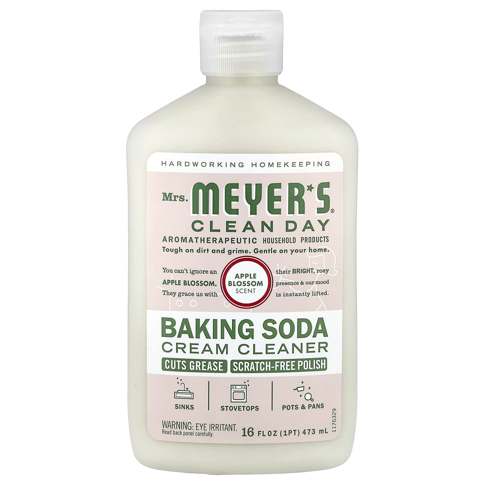 Mrs. Meyers Clean Day, Baking Soda Cream Cleanser, Apple Blossom, 16 fl oz (473 ml)