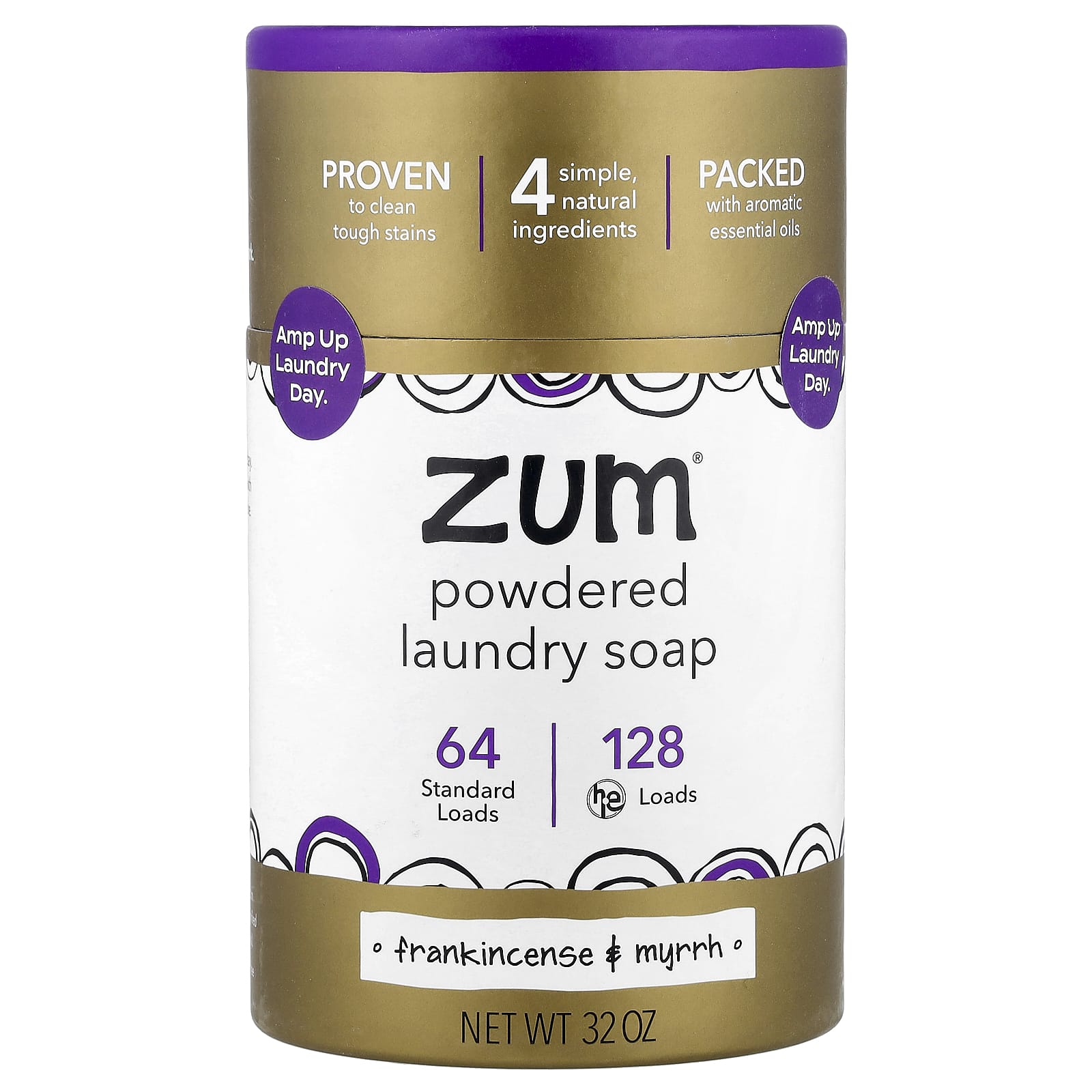 ZUM, Powdered Laundry Soap, Frankincense & Myrrh, 32 oz