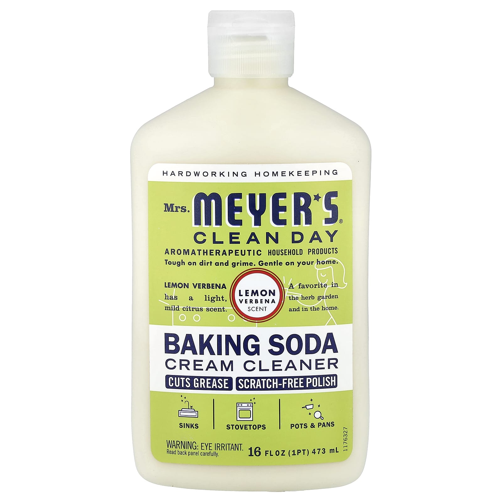 Mrs. Meyers Clean Day, Baking Soda Cream Cleanser, Lemon Verbena, 16 fl oz (473 ml)