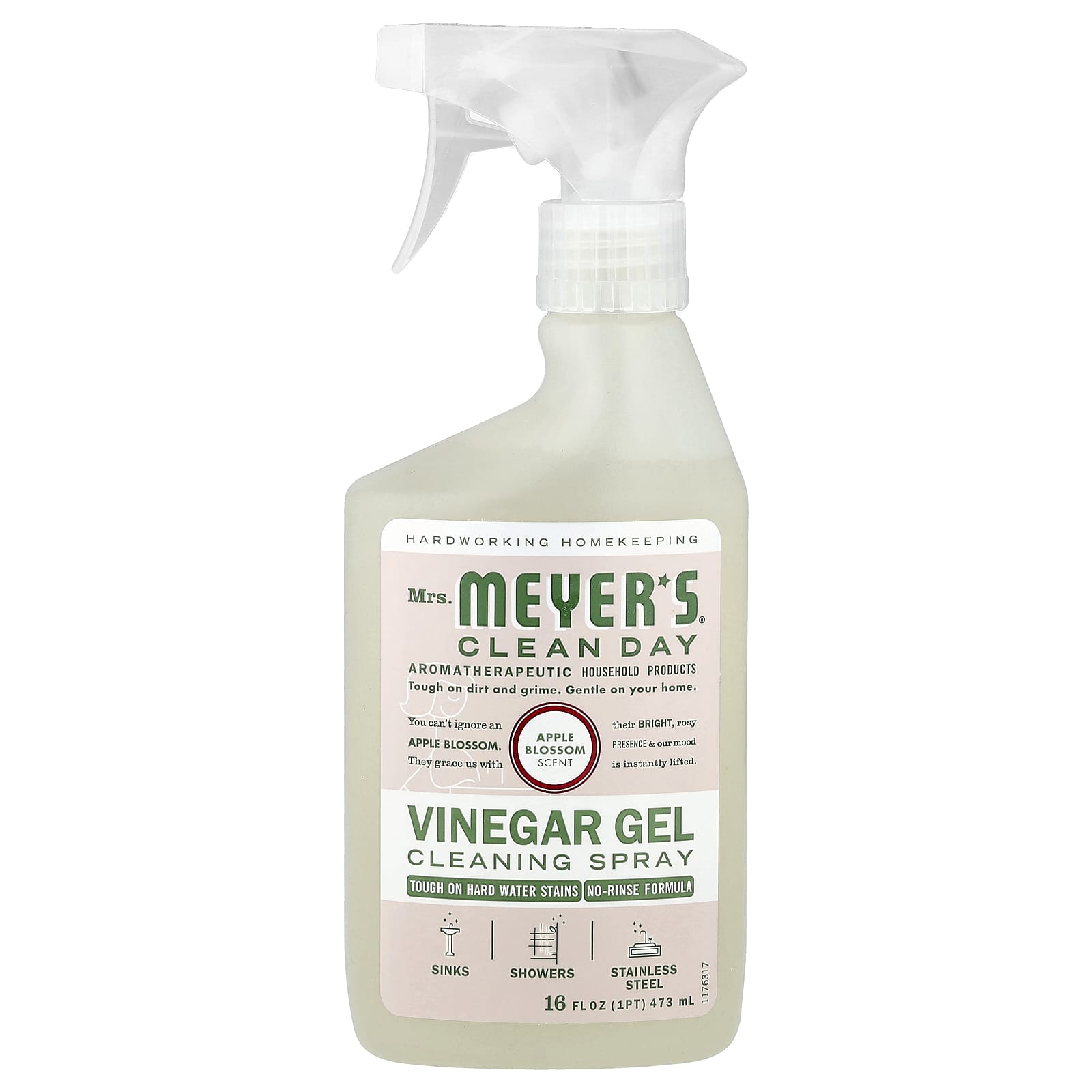 Mrs. Meyers Clean Day, Vinegar Gel Cleaning Spray, Apple Blossom, 16 fl oz (473 ml)