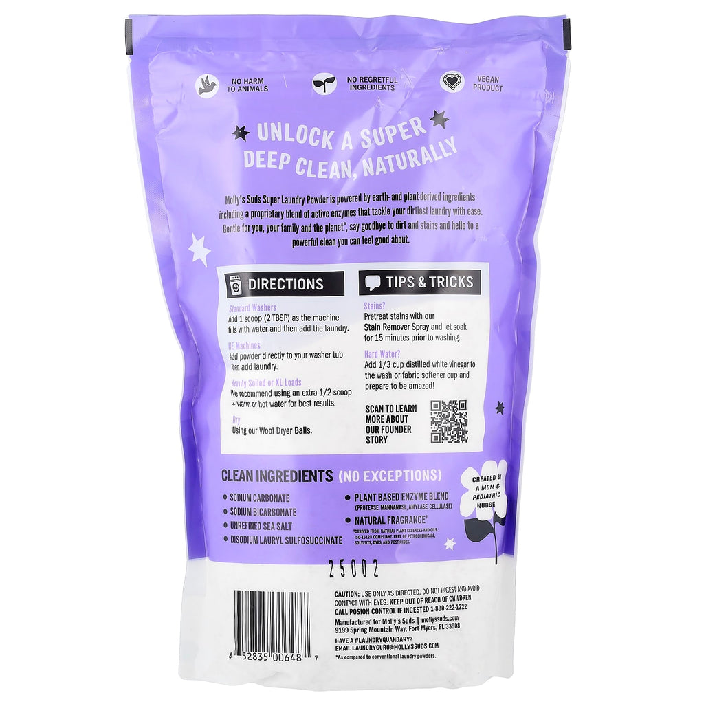 Molly's Suds, Super Laundry Powder, Lavender, 60 Loads, 60 oz (1.7 kg)