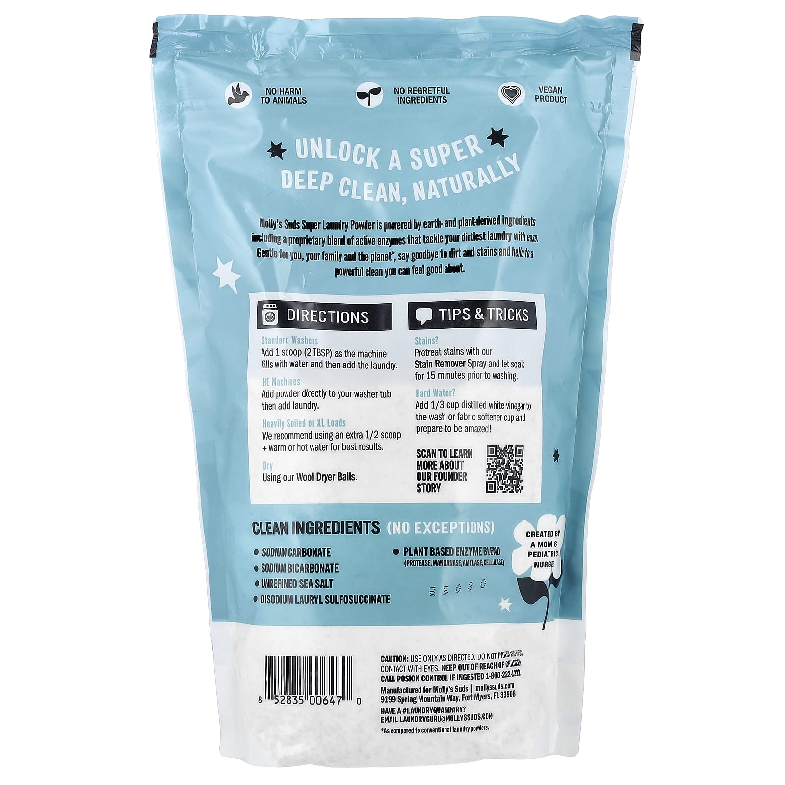 Molly's Suds, Super Laundry Powder, Unscented, 60 Loads, 60 oz (1.7 kg)